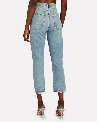 Shop Agolde Riley High-rise Straight Cropped Jeans In Escalate