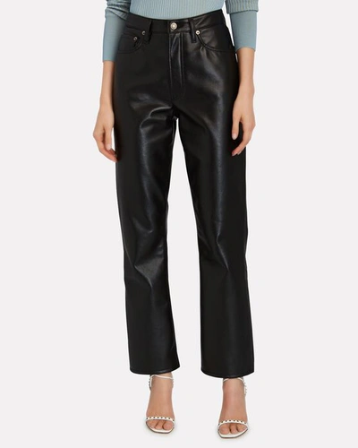 Shop Agolde Relaxed Recycled Leather Boot Pants In Black