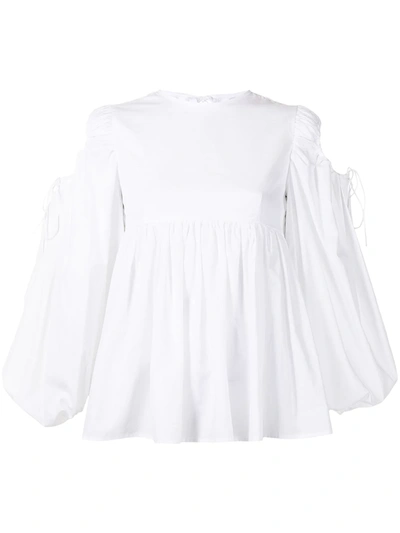 Shop Cecilie Bahnsen Janis Cotton Long-sleeve Blouse In White