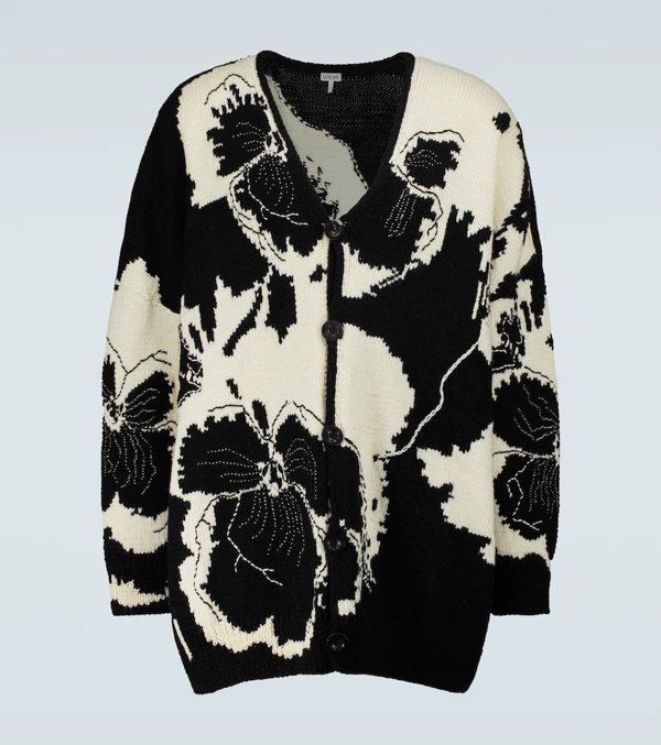 Loewe Intarsia Cardigan in Black