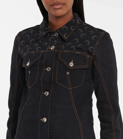 Shop Marine Serre Printed Regenerated Denim Jacket In Black