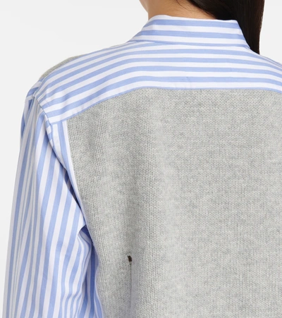 Shop Maison Margiela Layered Striped Cotton And Wool Shirt In Blue