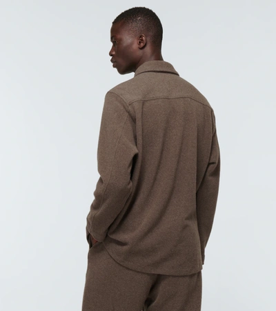 Shop Auralee Wool And Cashmere-blend Long-sleeved Shirt In Brown