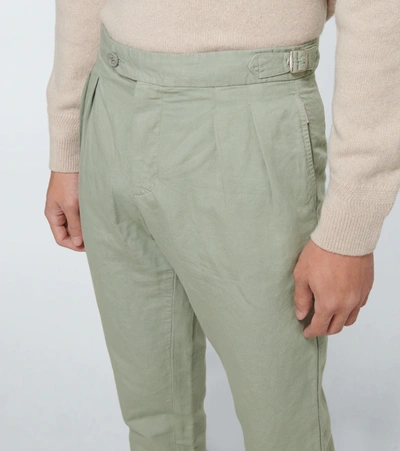 Shop Orlebar Brown Caldwell Linen Pants In Green