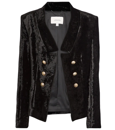 Shop Dorothee Schumacher Button-embellished Velvet Blazer In Black