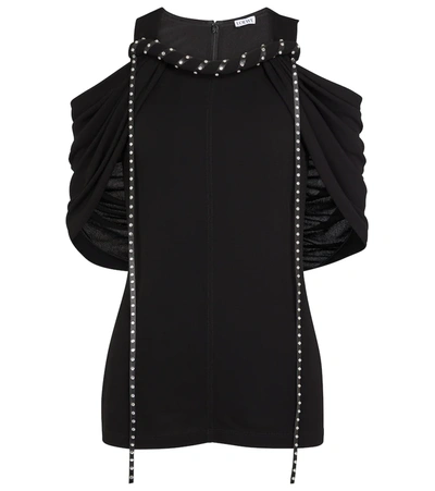 Shop Loewe Cold-shoulder Crêpe Jersey Top In Black