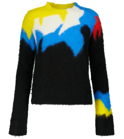 Shop Loewe Intarsia Cropped Sweater In Multicoloured