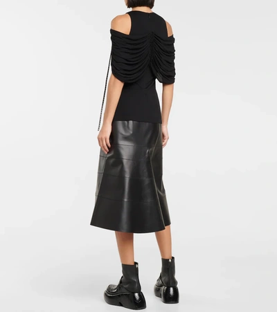 Shop Loewe Cold-shoulder Crêpe Jersey Top In Black