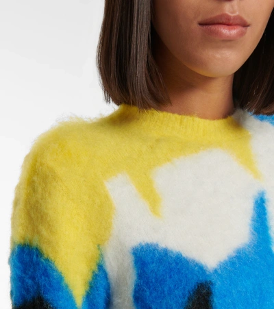Shop Loewe Intarsia Cropped Sweater In Multicoloured