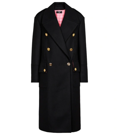 Shop Balmain Wool-blend Coat In Black