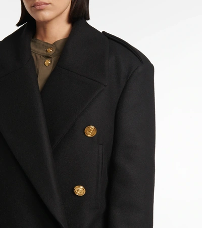 Shop Balmain Wool-blend Coat In Black