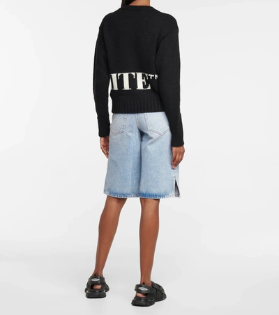 Shop Off-white Intarsia Wool-blend Sweater In Black