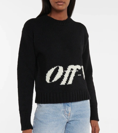 Shop Off-white Intarsia Wool-blend Sweater In Black