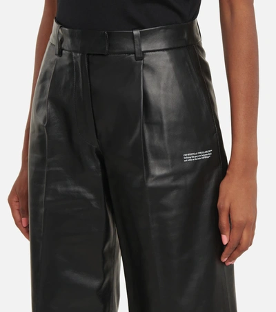 Shop Off-white High-rise Leather Bermuda Shorts In Black