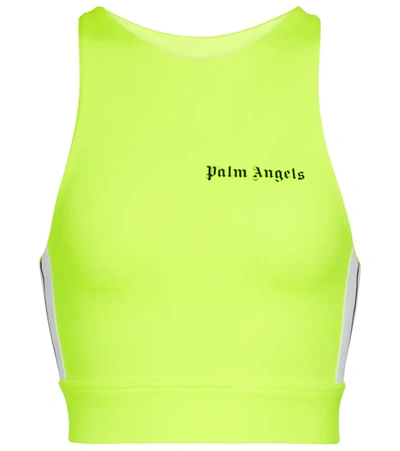 Shop Palm Angels Stretch-knit Crop Top In Yellow