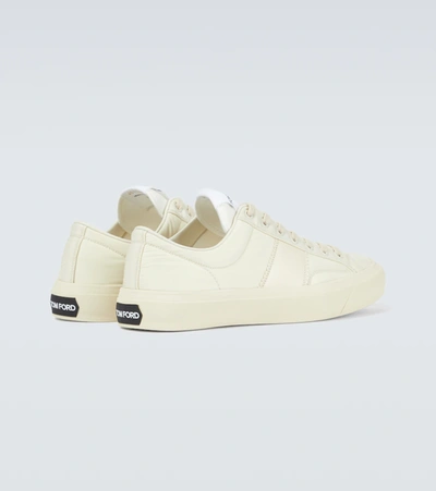 Shop Tom Ford Cambridge Leather Sneakers In White
