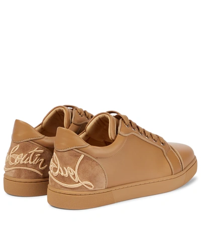 Shop Christian Louboutin Fun Vieira Leather Sneakers In Beige