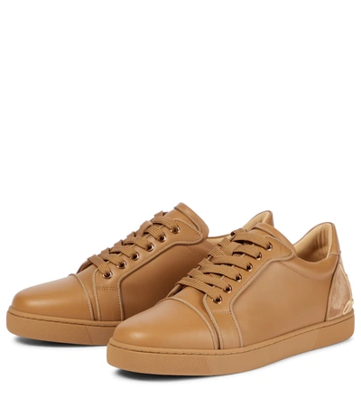 Shop Christian Louboutin Fun Vieira Leather Sneakers In Beige