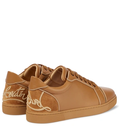 Shop Christian Louboutin Fun Vieira Leather Sneakers In Brown