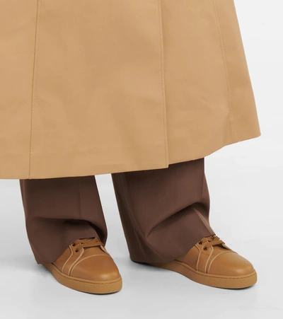 Christian Louboutin Fun Vieira Leather Sneakers In Brown