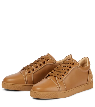 Shop Christian Louboutin Fun Vieira Leather Sneakers In Brown