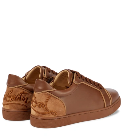 Shop Christian Louboutin Fun Vieira Leather Sneakers In Brown