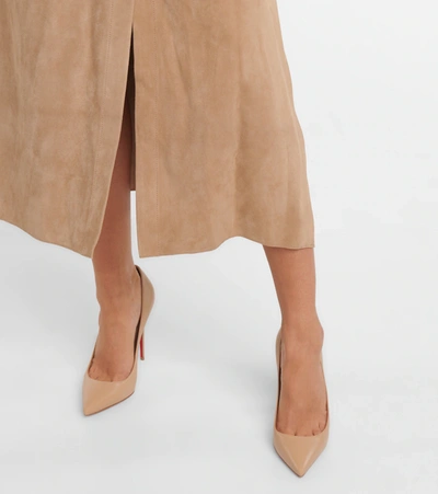 Shop Christian Louboutin Kate 100 Leather Pumps In Beige