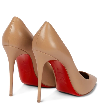 Christian Louboutin Kate 100mm Red Sole Napa Pumps In Beige