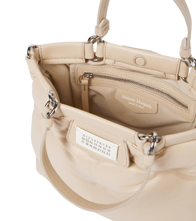 Shop Maison Margiela Glam Slam Small Leather Tote In Beige