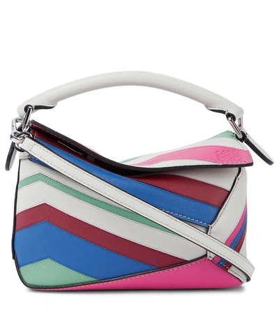 Shop Loewe Puzzle Mini Leather Shoulder Bag In Multicoloured