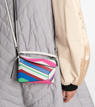 Shop Loewe Puzzle Mini Leather Shoulder Bag In Multicoloured
