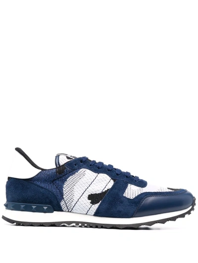 Shop Valentino Rockrunner Low-top Sneakers In Blue
