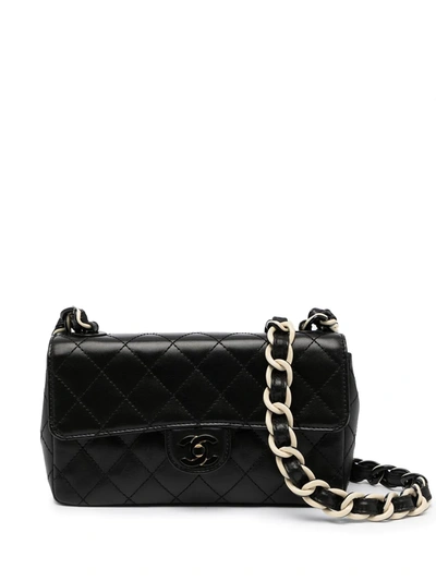 Pre-owned Chanel 2001 Cc Diamond-quilted Shoulder Bag In Black