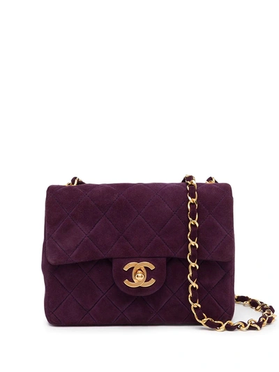 Pre-owned Chanel 1990 Mini Diamond-quilted Shoulder Bag In Purple