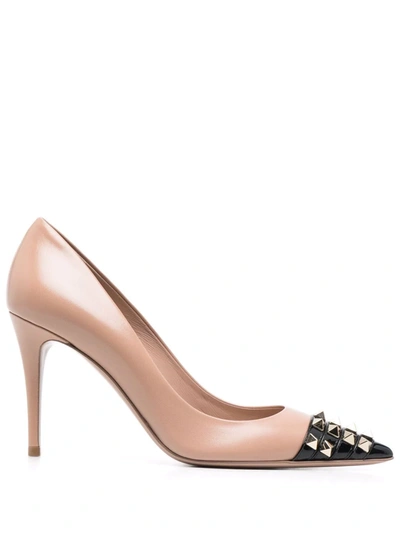 Shop Valentino Rockstud Studded Toecap Pointed-toe Pumps In Pink