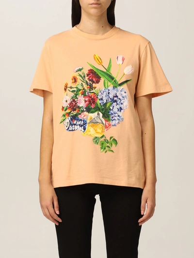 Shop Golden Goose T-shirt  T-shirt In Cotton Jersey With Graphic Print In Pink