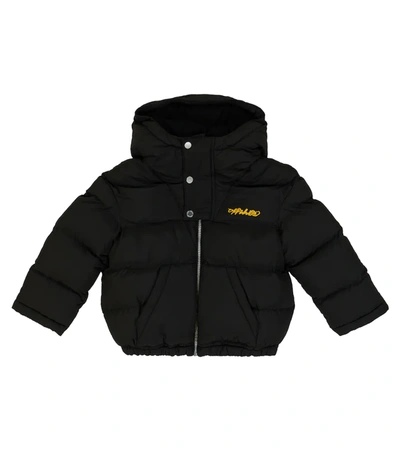 Shop Off-white Hooded Puffer Jacket In Black