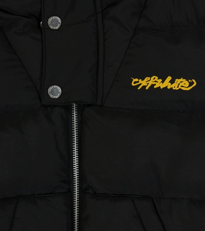 Shop Off-white Hooded Puffer Jacket In Black