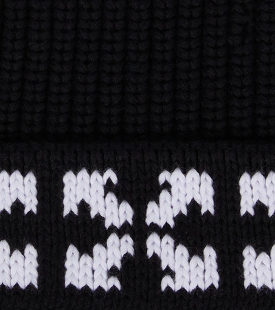 Shop Off-white Arrows Knitted Cotton Beanie In Black