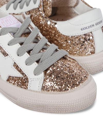 Shop Golden Goose May Glitter Sneakers In Gold