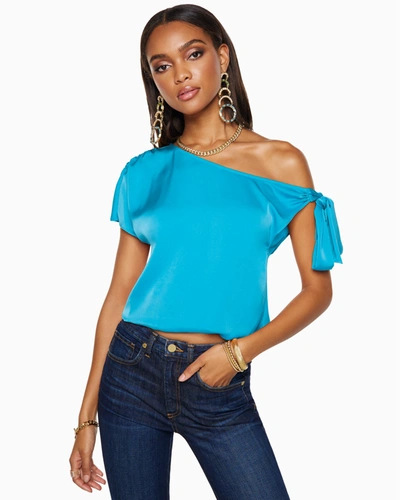 Shop Ramy Brook Carson One Shoulder Top In Petrol