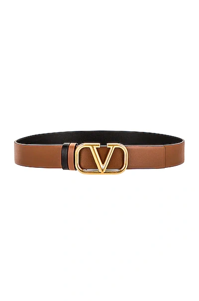 Shop Valentino Vlogo Buckle Belt In Selleria & Nero