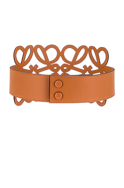 Shop Loewe Anagram Cut Out Belt In Tan