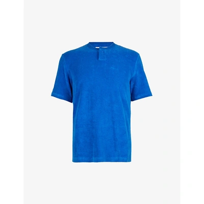 Shop Bottega Veneta Mens Cobalt Short-sleeved Cotton-blend Towelling T-shirt L