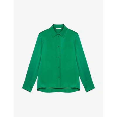 Shop Maje Womens Green Cecily Silk Shirt 8
