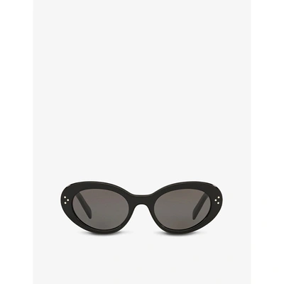 Shop Celine Women's Black Cl40193i Oval-frame Acetate Sunglasses