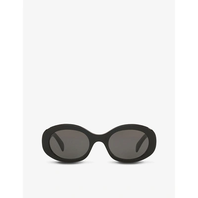 Shop Celine Womens Black Cl40194u Oval-frame Acetate Sunglasses
