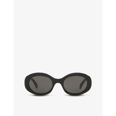 Celine Triomphe Smoke Oval Ladies Sunglasses Cl40292u 01a 54 In Black