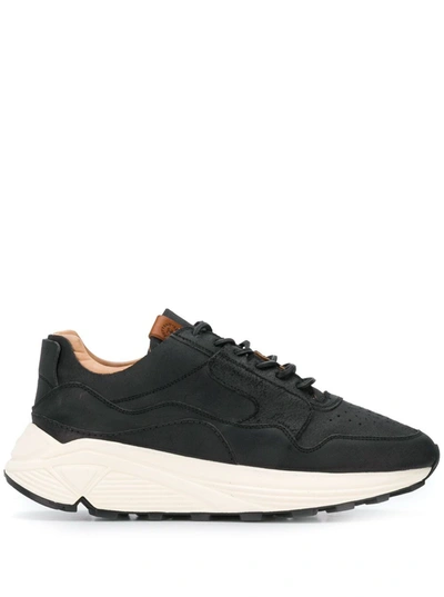 Shop Buttero Vinci Leather Sneakers With Oversize Sole In Black