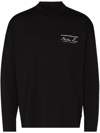 Shop Martine Rose Logo Print High-neck Sweatshirt In 黑色